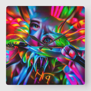 Aichmophobia: Vivid Surreal Art Square Wall Clock