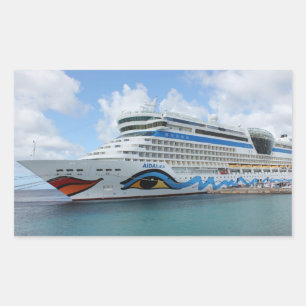 AIDAluna cruise ship anchered off Grenada island Rectangular Sticker