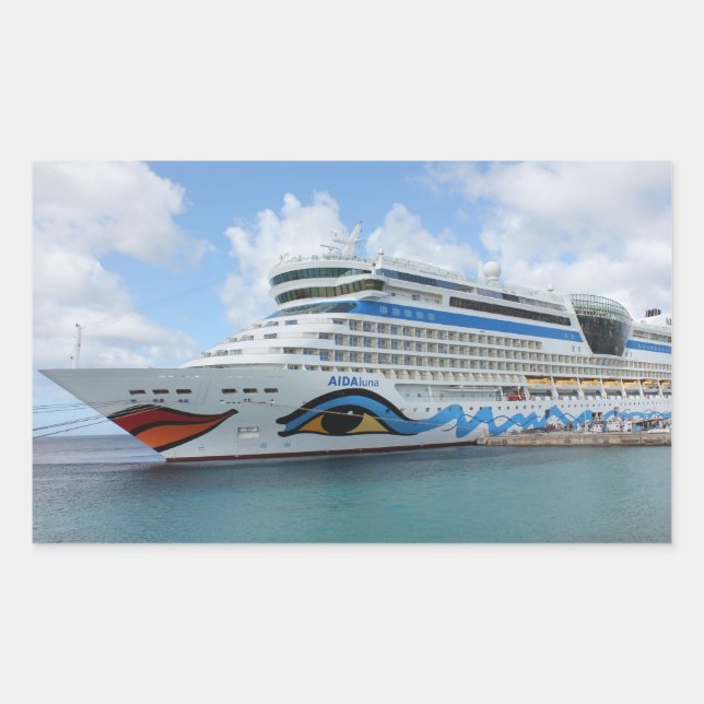 AIDAluna cruise ship anchered off Grenada island Rectangular Sticker (Front)