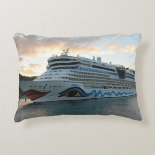 AIDAluna Cruise Ship in Road Town on Tortola Decorative Cushion