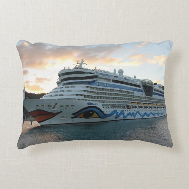 AIDAluna Cruise Ship in Road Town on Tortola Decorative Cushion (Front)