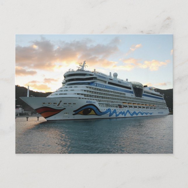 AIDAluna Cruise Ship in Road Town on Tortola Postcard (Front)