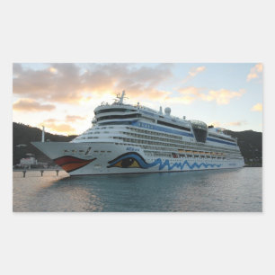 AIDAluna Cruise Ship in Road Town on Tortola Rectangular Sticker