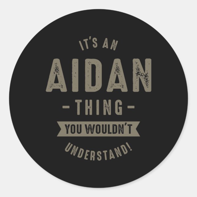 Aidan Name Classic Round Sticker (Front)