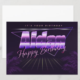 Aidan Name Vorname lila retro Karte Geburtstag Card