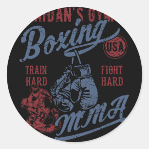 Aidan's Gym Boxing Mma Retro Design For The Name A Classic Round Sticker