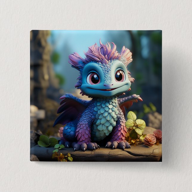 Aiden, a Whimsical Dragon  15 Cm Square Badge (Front)