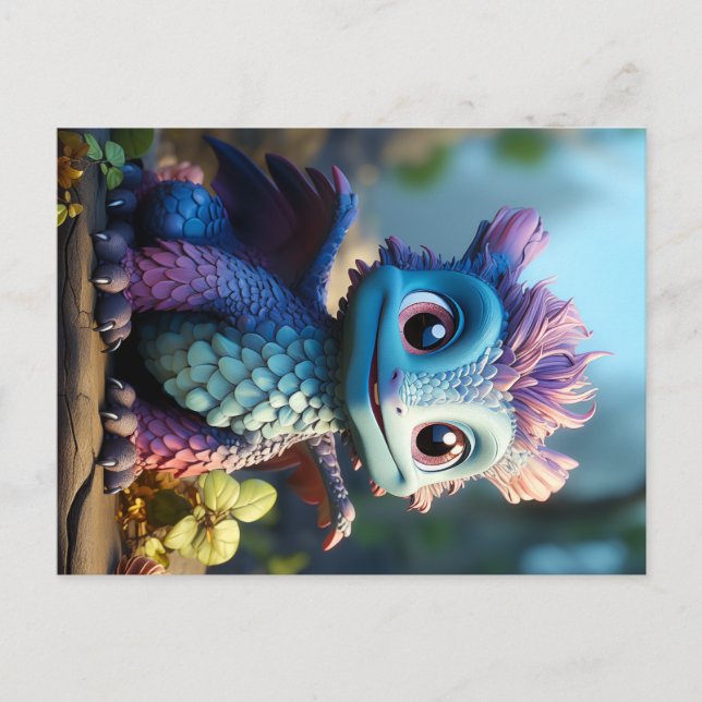 Aiden, a Whimsical Dragon  Holiday Postcard (Front)