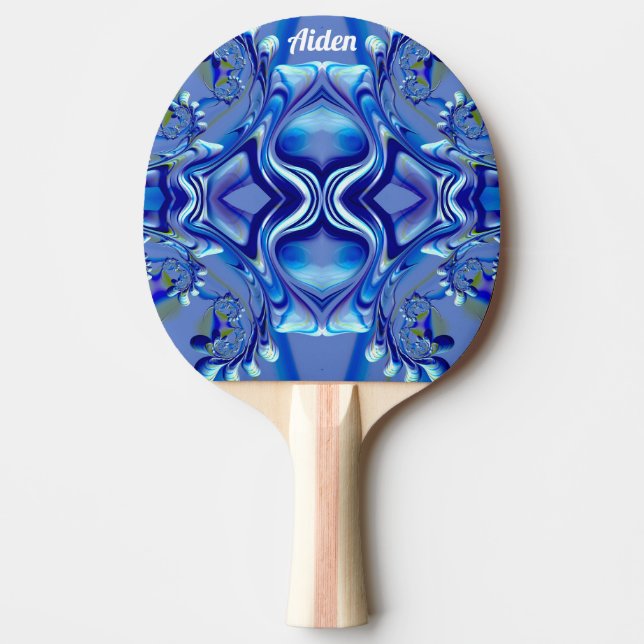 AIDEN ~ Blue Streak ~ Original Fractal ~ Ping Pong Paddle (Front)