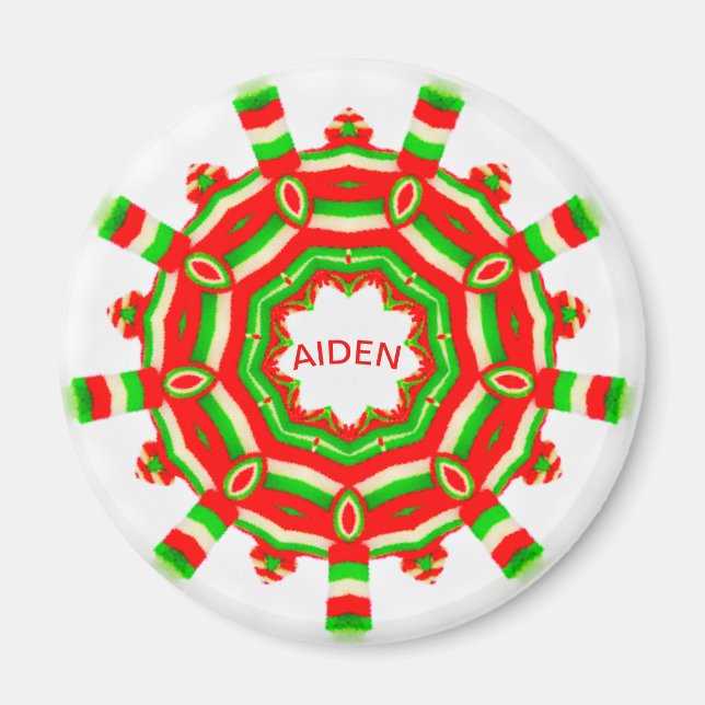 AIDEN ~ Personalized Christmas Wheel Fractal ~ Magnet (Front)