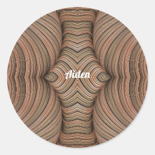 AIDEN ~ Pretty Shades of Brown Fractal ~ Classic Round Sticker