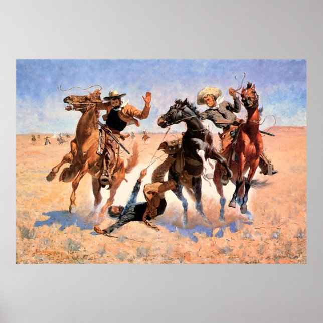 Aiding a Comrade Vintage Western Poster (Front)