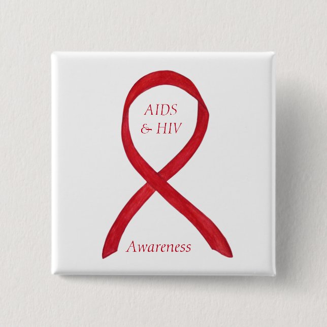 AIDS and HIV Awareness Ribbon Customised Pin (Front)
