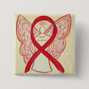 AIDS Awareness Ribbon Angel Custom Art Pin