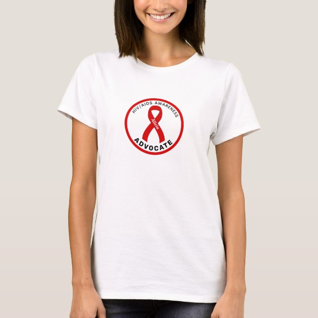 AIDS/HIV Advocate Ribbon White Women's T-Shirt (Front)