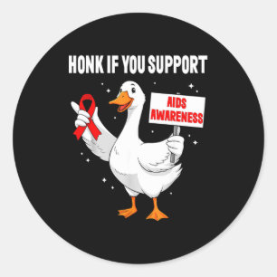 Aids_hiv Awareness Funny Goose World Aids Day Red  Classic Round Sticker