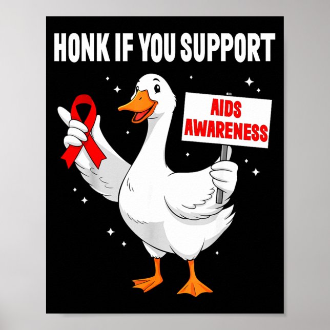 Aids_hiv Awareness Funny Goose World Aids Day Red  Poster (Front)