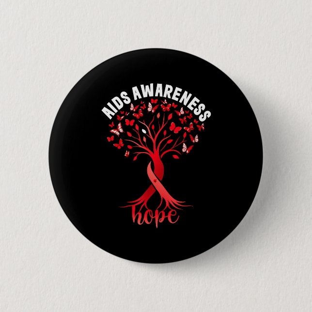 Aids_hiv Awareness World Aids Day Red Ribbon Hope  6 Cm Round Badge (Front)