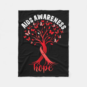 Aids_hiv Awareness World Aids Day Red Ribbon Hope Fleece Blanket