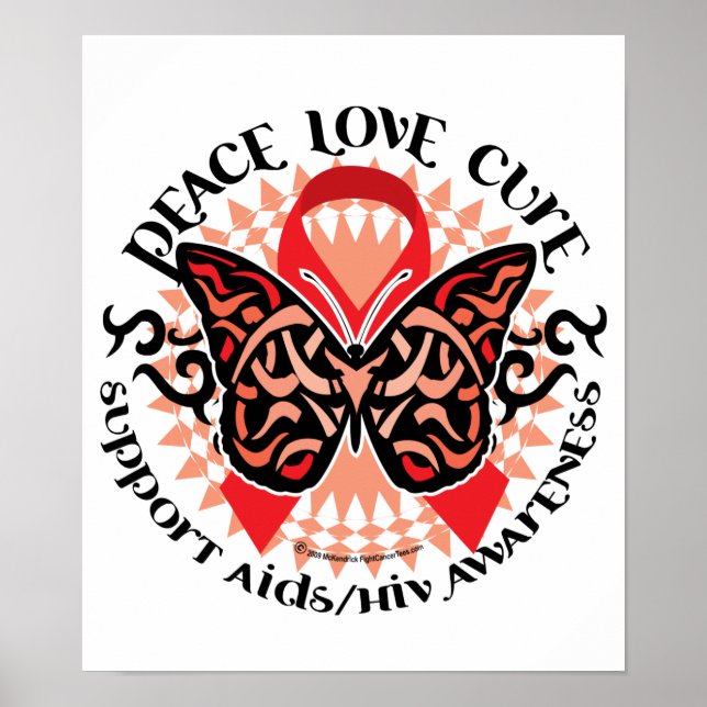 AIDS/HIV Butterfly Tribal 2 Poster (Front)