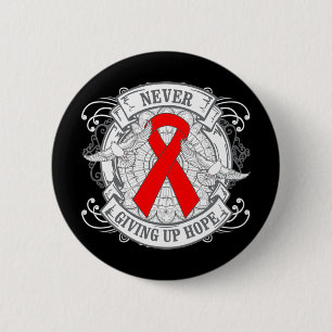 AIDS Never Giving Up Hope.png 6 Cm Round Badge