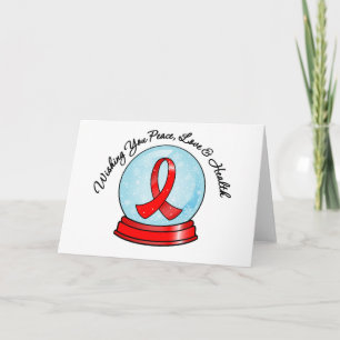 AIDS Ribbon Merry Christmas Snowglobe Holiday Card