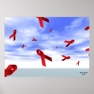 AIDS Ribbons Floating in the Sky Poster