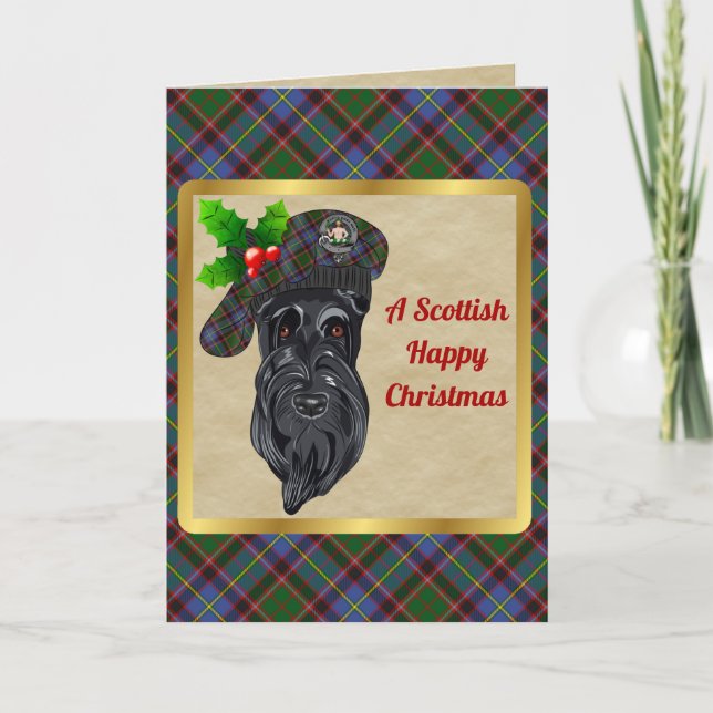 Aikenhead Badge & Tartan Personalised Xmas Card (Front)