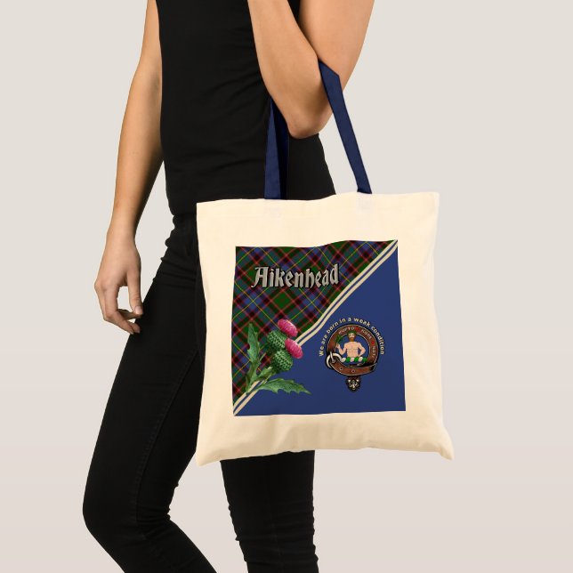 Aikenhead Clan Badge & Tartan Tote Bag (Front (Product))