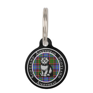 Aikenhead Tartan & Scottish Kitty Personalised  Pet Tag