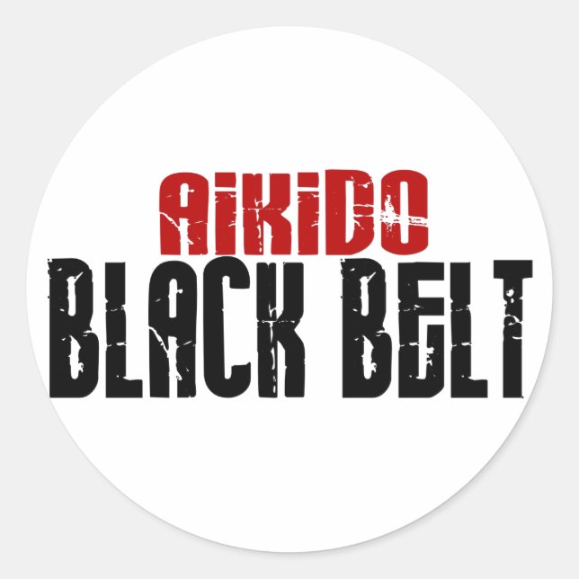 Aikido Black Belt Classic Round Sticker (Front)