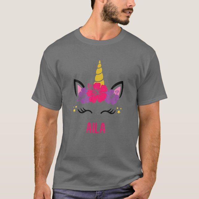 AILA Personalised Unicorn Face T-Shirt (Front)