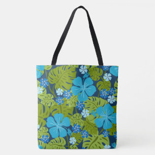 Ailani Hawaiian Hibiscus Tropical Blue Beach Bag
