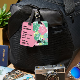 Ailani Hawaiian Hibiscus Tropical - Pink Luggage Tag
