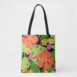Ailani Hawaiian Hibiscus Tropical-Reversible Beach Tote Bag