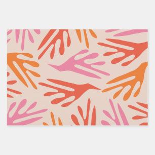 Ailanthus Modern Boho Abstract Pattern Pink Orange Wrapping Paper Sheet