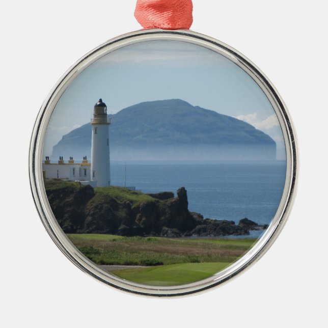 Ailsa Craig, Turnberry Lighthouse Metal Tree Decoration (Front)