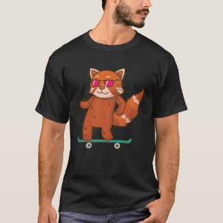 Ailuridae on Skateboard Bear Cat Bamboo T-Shirt