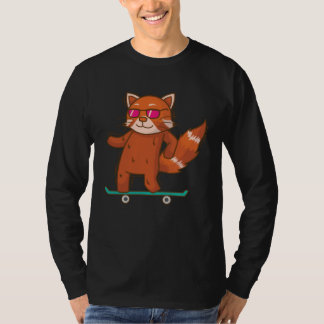 Ailuridae on Skateboard Bear Cat Bamboo T-Shirt