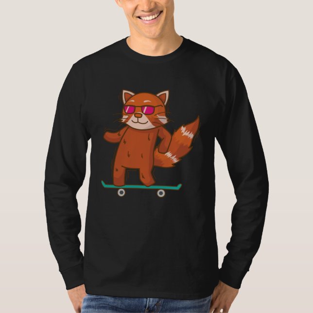 Ailuridae on Skateboard Bear Cat Bamboo T-Shirt (Front)