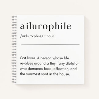 Ailurophile Definition - Cat Lover Notebook