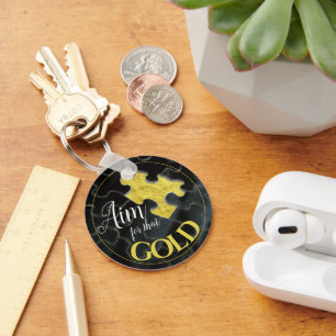 Aim For That Gold Missing Puzzle Piece Motivation Key Ring