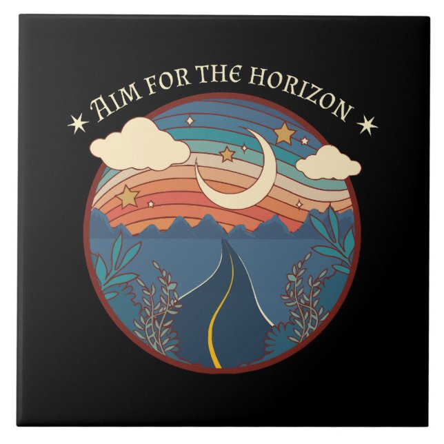 Aim for the horizon travel nature roadtrip tile (Front)