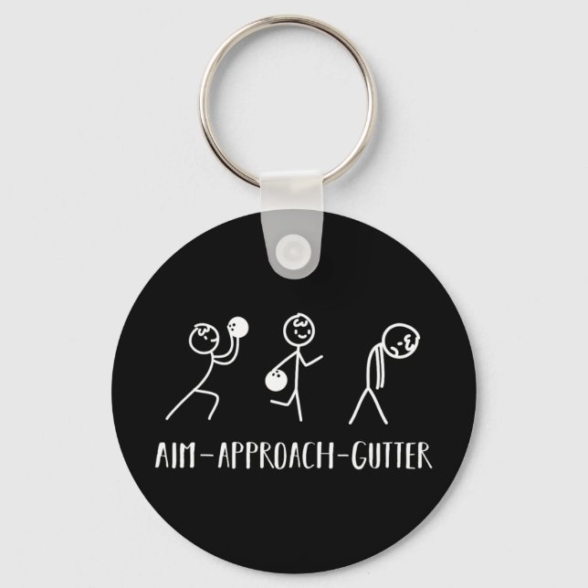 Aim Gutter Bowler Funny Bowling Men Women  Key Ring (Front)