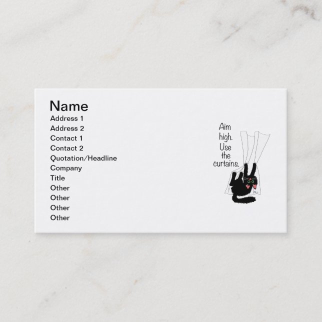 Aim High. Use the Curtains. Business Card (Front)