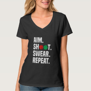 Aim Shoot Swear Repeat  Bocce Ball Player Sayings T-Shirt
