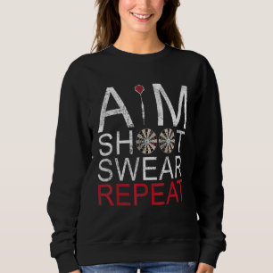 Aim Shoot Swear Repeat Darts Retro Vintage Sweatshirt