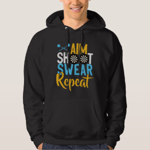Aim Shoot Swear Repeat Darts T-Shirt Retro Vintage Hoodie