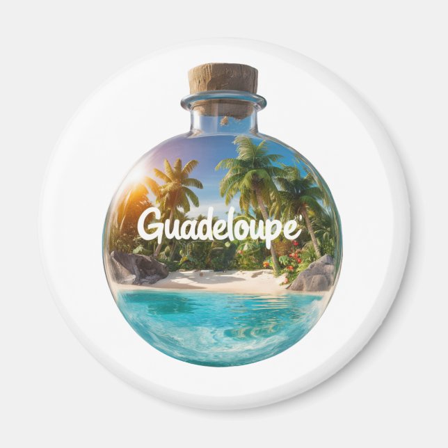 Aimant Guadeloupe - Tropical Souvenir in bottle Magnet (Front)