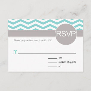 Aimee Chic Chevron RSVP   teal Card